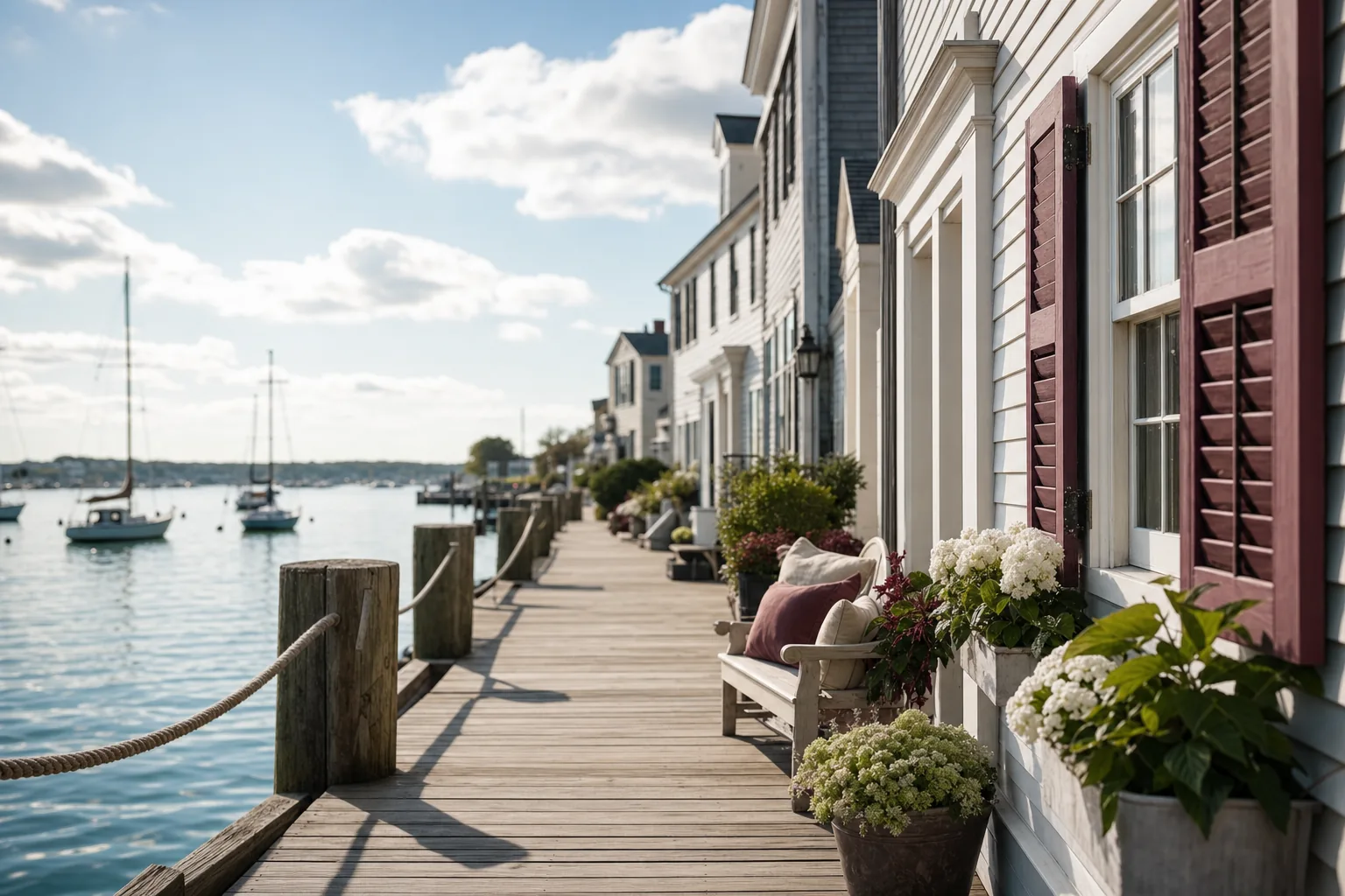 Newburyport waterfront homes along the boardwalk
